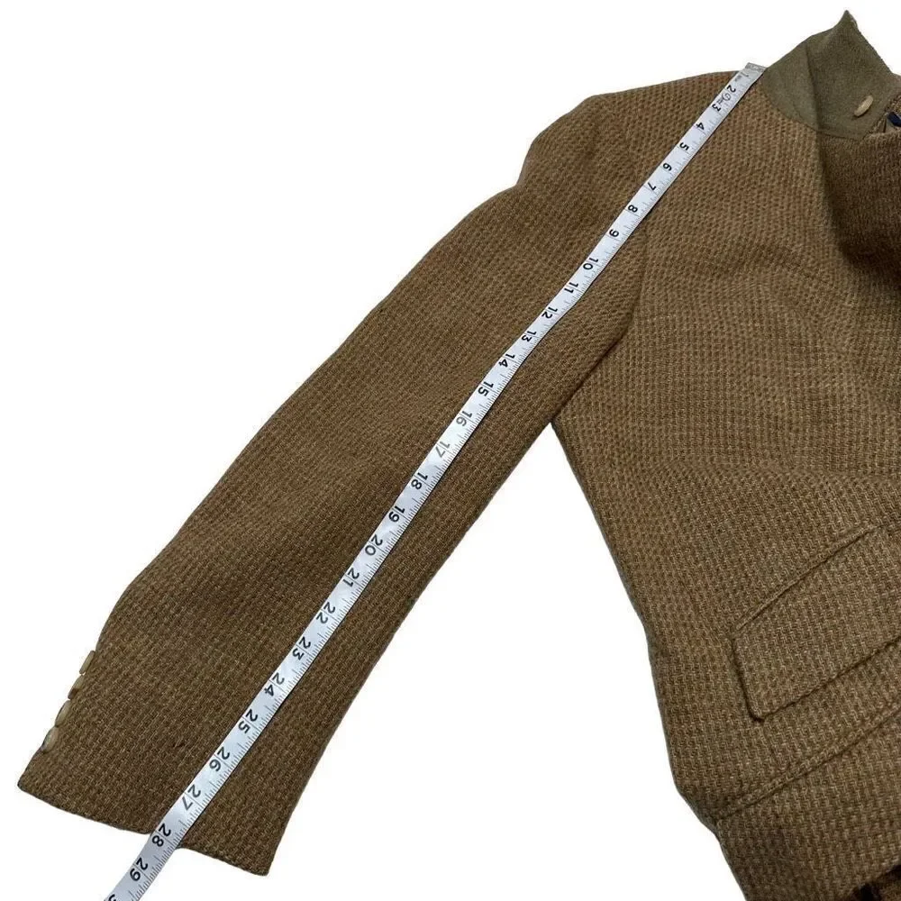 Vintage Polo Ralph Lauren Tan Wool Houndstooth Tweed Blazer Men’s 40L Union Made